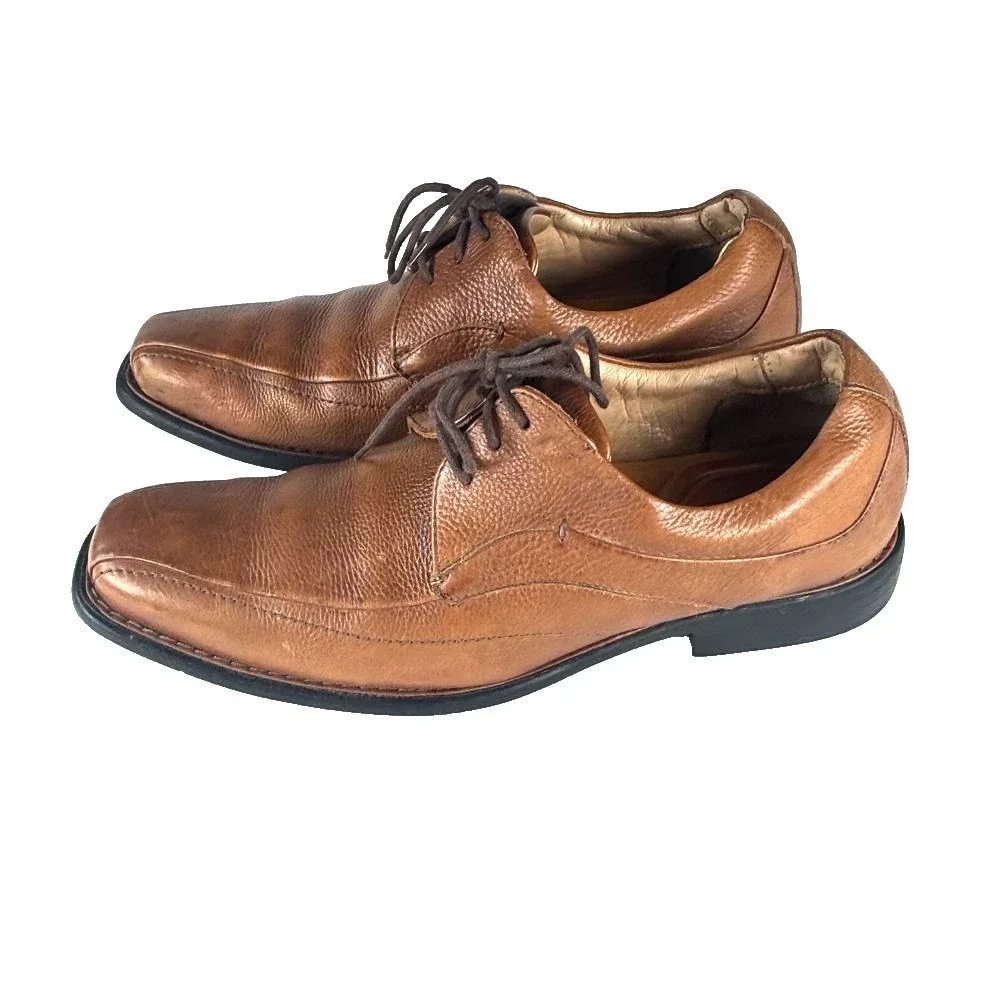 JOHNSTON & MURPHY Brown Leather‎ Dress Shoes Mens 10M Casual Comfort Sheepskin